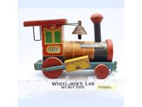 Fisher-Price Looky Chug-Chug Wooden Vintage Train Engine Pull Toy w/ Bell 1950s
