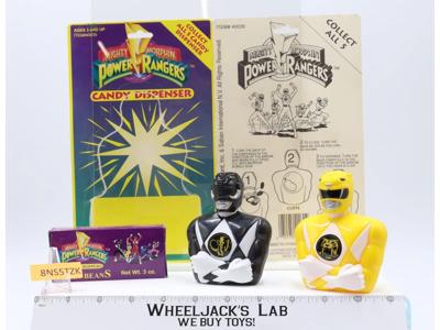 LOT 2 Candy Dispenser Auto Morphin Power Rangers BLACK & YELLOW 1993 Saban NEW