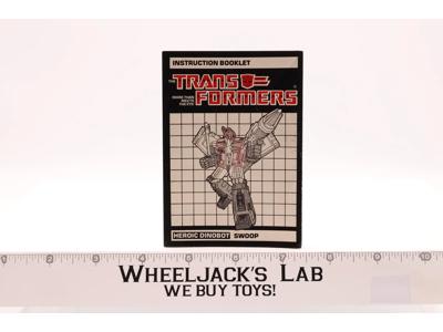 Swoop Action Figure Instruction Manual Booklet 1985 Hasbro G1 Transformers