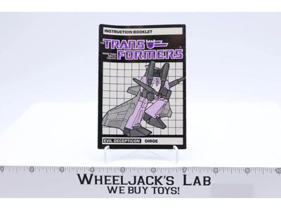 Dirge Action Figure Instruction Manual Booklet 1985 Hasbro G1 Transformers