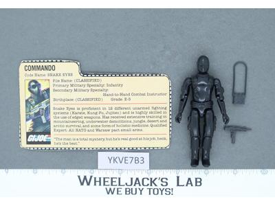 Snake Eyes V1 Straight Arms 100% Complete G.I. Joe 1982 Hasbro Vintage Figure