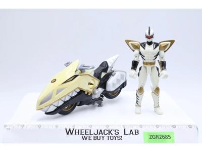 White Dino Thunder Raptor Cycle Bike Power Rangers 2003 Bandai w/ Ranger