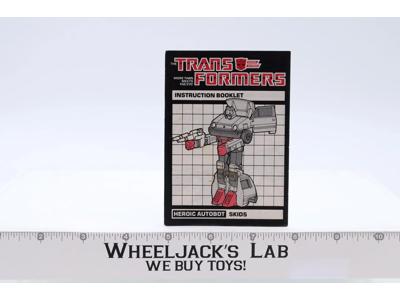 Skids Instructions Manual Booklet 1985 Hasbro G1 Transformers Vintage Figure