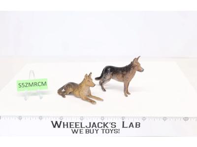 Military Dogs (2) Elastolin Made in England Standing Sitting Composition Vintage