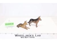 Military Dogs (2) Elastolin Made in England Standing Sitting Composition Vintage