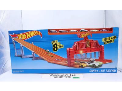Super 6-Lane Raceway W/Six Cars Hot Wheels 2016 Mattel 8ft Race Track NEW SEALED