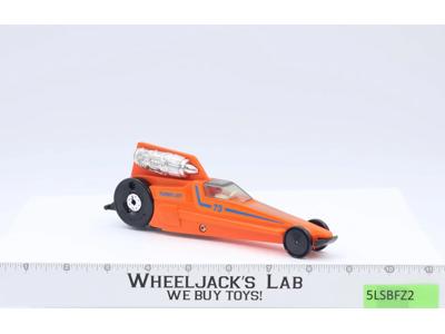 #73 Orange Turbo Jet Dragster Race Car 1984 Stompers Vintage Pull Strip Toy Car