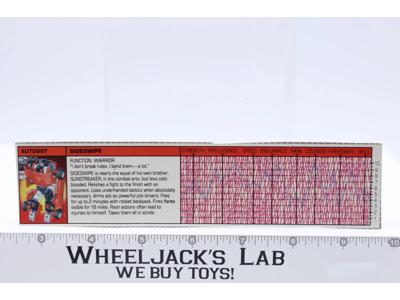 Sideswipe Action Figure Tech Spec 1985 Vintage Hasbro G1 Transformers