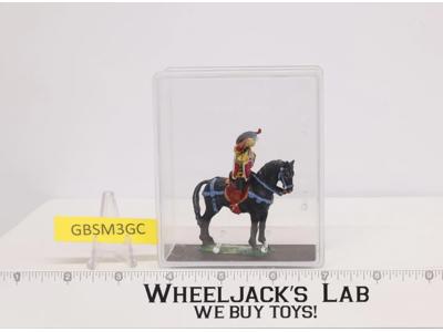 Soldier on Black Horse w/ Horn Elastolin Preiser 2.5" NIB #6324 Germany 40mm