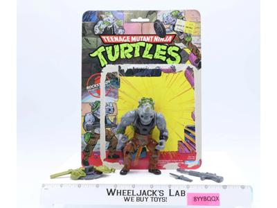 Rocksteady HARD HEAD W/Cardback 100% Complete TMNT 1988 Playmates Vintage Figure
