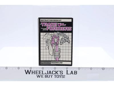 Razorclaw Action Figure Vintage Instruction Manual 1986 Hasbro G1 Transformers