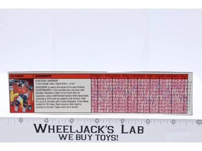 Sideswipe Action Figure Tech Spec 1985 Vintage Hasbro G1 Transformers