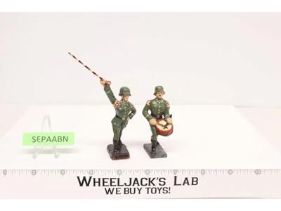 (2) German Soldiers 2.75" 3" Elastolin Vintage Schusso Lineol Military Drummer