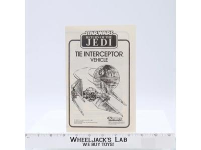 Tie Interceptor Instructions Star Wars ROTJ 1983 Kenner Vintage