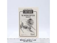 Tie Interceptor Instructions Star Wars ROTJ 1983 Kenner Vintage