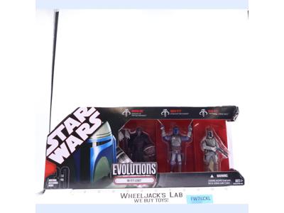 The Fett Legacy 3 Pack Star Wars Evolutions 2008 Hasbro Figure Set NEW SEALED