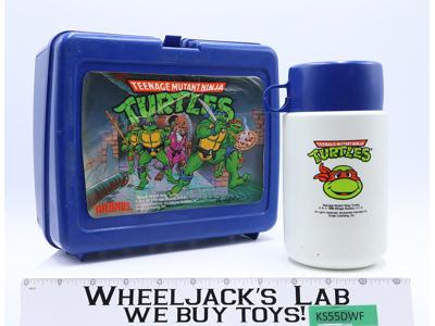 TMNT Turtles BLUE Plastic Lunch Box w/ Thermos 1989 Thermos Brand Vintage