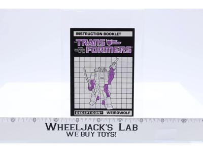 Weirdwolf Action Figure Instruction Booklet Manual 1987 G1 Transformers