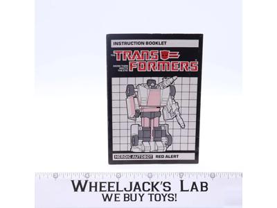 Red Alert Action Figure Instruction Manual Booklet 1985 G1 Transformers