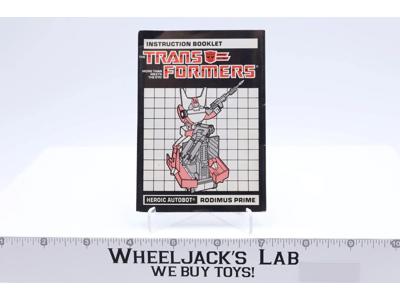 Rodimus Prime Action Figure Instruction Manual Booklet 1986 G1 Transformers