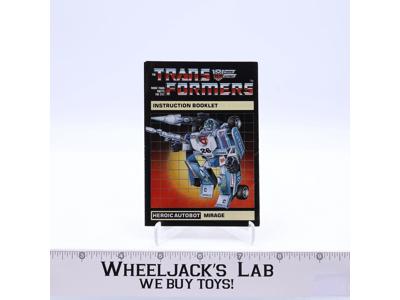 Mirage Instruction Manual Booklet 1984 Hasbro G1 Transformers Vintage