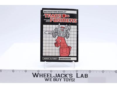 Broadside Action Figure Instruction Manual Booklet 1986 Hasbro G1 Transformers