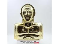 GOLD C-3PO Action Figure Storage Case W/ UNUSED Stickers Star Wars 1983 Kenner