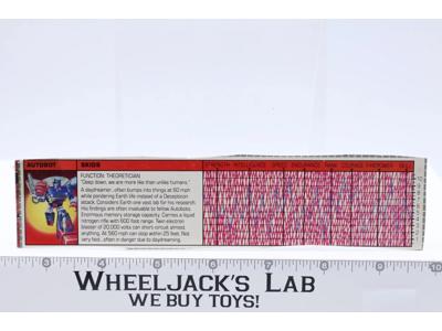 Skids Action Figure Tech Spec 1985 Vintage Hasbro G1 Transformers