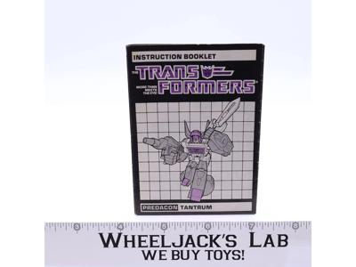 Tantrum Action Figure Vintage Instruction Manual Booklet 1986 G1 Transformers