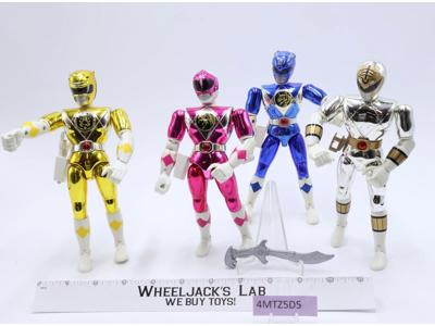 Lot of 4 Metallic Power Rangers Bandai Action Figures