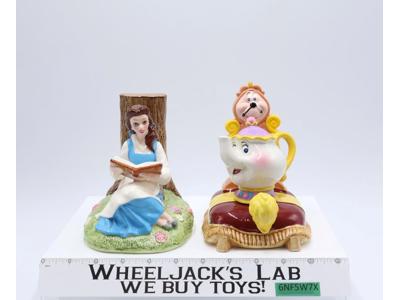 Belle & Mrs. Potts Cogsworth Book Ends Beauty and the Beast Disney NEW