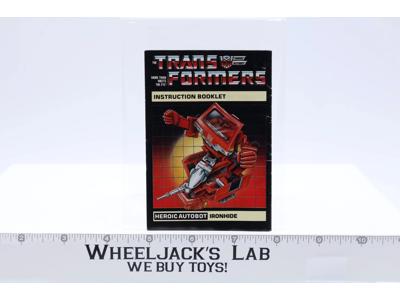 Ironhide Action Figure Instruction Manual Booklet 1984 G1 Transformers