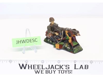 German Soldier Sitting w/ Machine Gun 2" High Elastolin