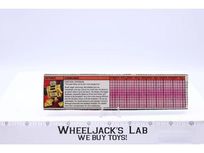 Bumblebee Action Figure Robot Tech Spec 1984 Vintage Hasbro G1 Transformers