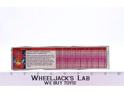 Gears Action Figure Tech Spec 1984 Vintage G1 Transformers