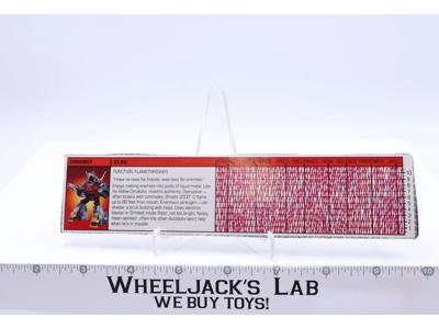 Slag Action Figure Tech Spec 1985 Vintage Hasbro G1 Transformers