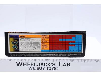 Icepick Tech Spec 1989 Vintage Hasbro G1 Transformers Action Figure