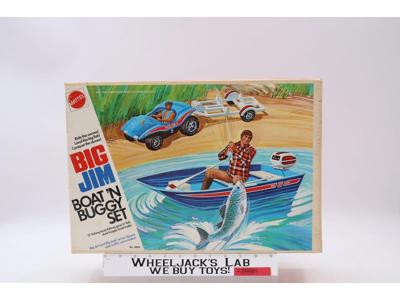 Boat 'N Buggy W/ Box + UNUSED Stickers Big Jim 1971 Mattel Vintage NR MINT