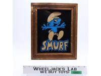 Framed Smurf Art Mirror Picture Carnival Prize Smurfs Vintage 12 x 10