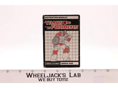 Wreck-Gar Action Figure Instructions Manual Booklet 1986 Vintage G1 Transformers