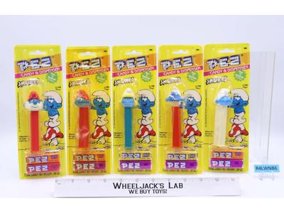 Lot of 5 Smurf PEZ Candy Dispensers The Smurfs 1980s Vintage NEW SEALED