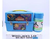 Atari Plastic Blue Lunchbox w/ Thermos Mug 1983 Aladdin Ind. Vintage Asteroids