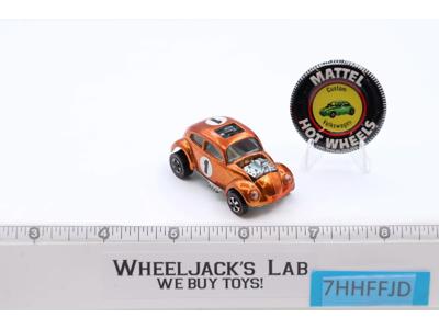 Custom Volkswagen w/ Button Orange Long Steer Wheel Hot Wheels 1967 1968 Redline