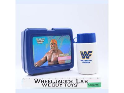 Hulk Hogan Plastic Blue Lunch Box W/ Thermos WWF Superstars 1989 Titan Sports