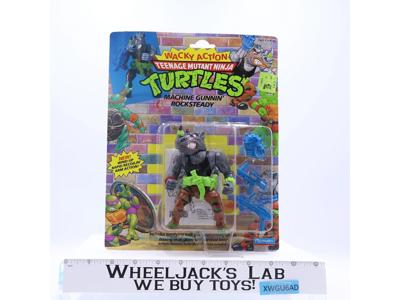 Machine Gunnin' Rocksteady Wacky Action TMNT Turtles 1989 Playmates MOSC