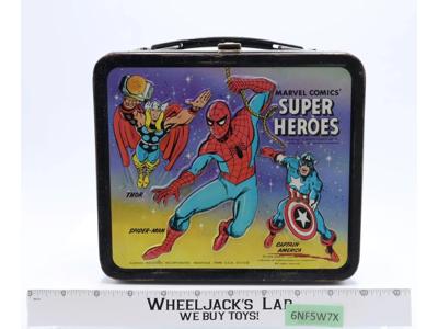 Super Heroes Lunchbox Marvel Comics 1976 Aladdin Vtg Spider-Man Thor Fantastic4