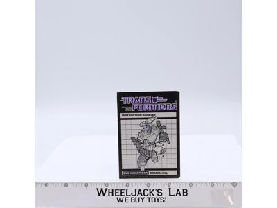 Bombshell Action Figure Instruction Manual Booklet 1985 Hasbro G1 Transformers