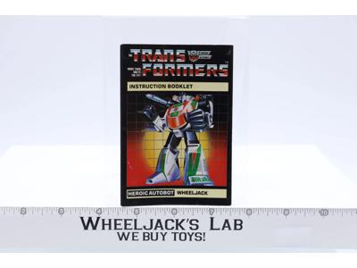 Wheeljack Instruction Manual Booklet 1984 Hasbro G1 Transformers Action Figure
