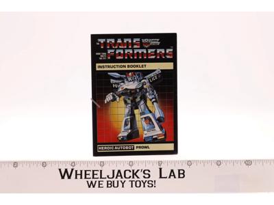 Prowl Action Figure Instruction Manual Booklet 1984 G1 Transformers