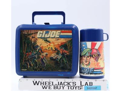 GI Joe Plastic Blue Lunch Box W/Thermos Water Bottle 1986 Hasbro Aladdin